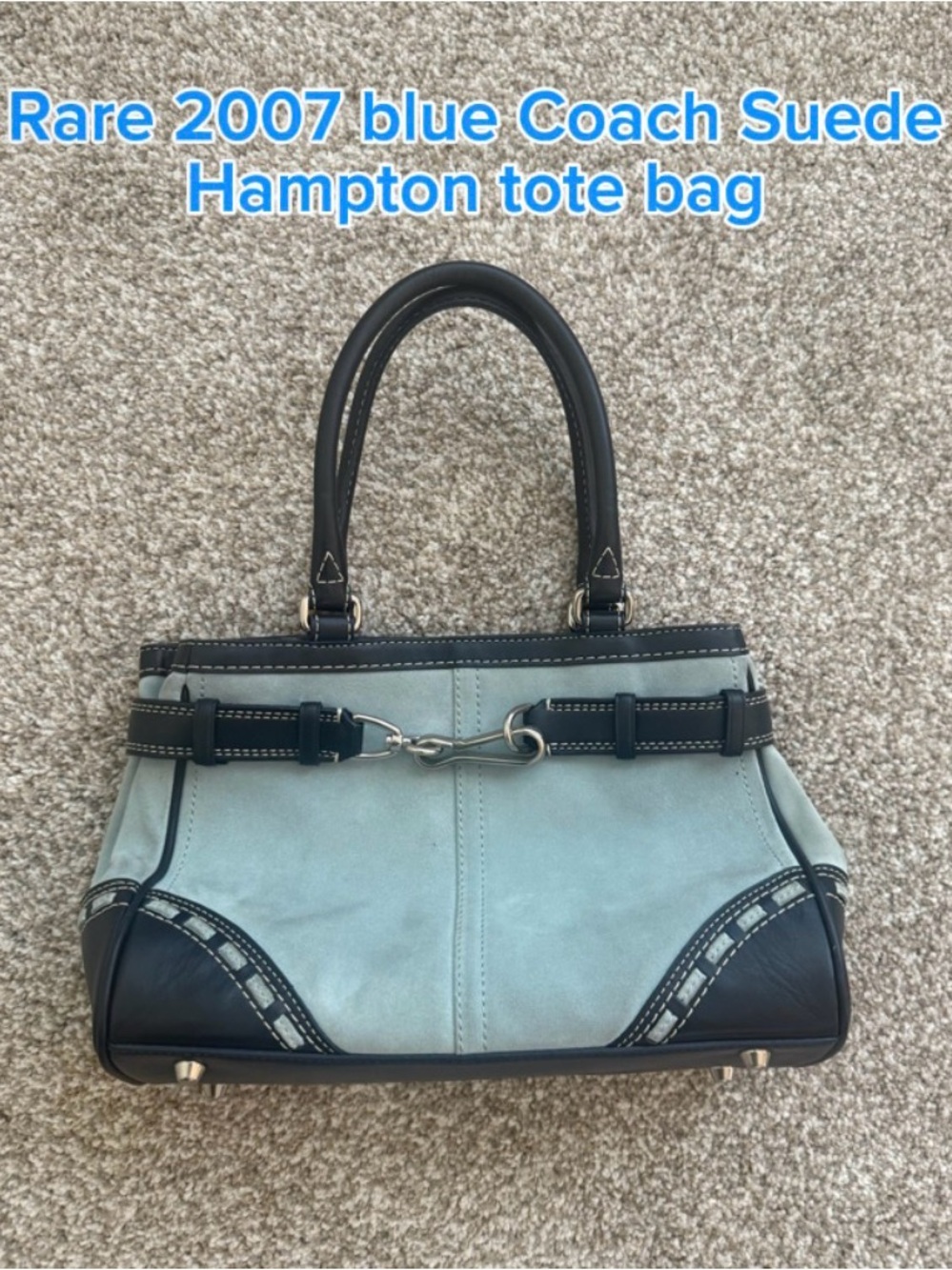 Rare 2007 Coach Blue Suede Hampton Tote Bag USED